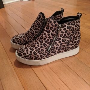 Leopard wedge sneakers